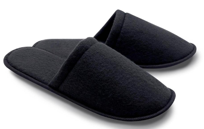 Hotelpantoffel Schwarz-Flausch aus Vliesstoff