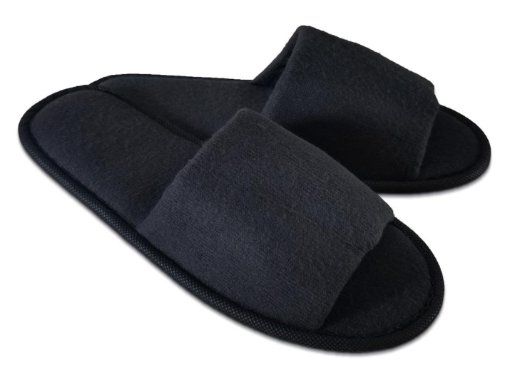 Hotelpantoffel Schwarz-Flausch aus Vliesstoff