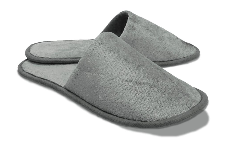 Hotelpantoffel Grau-Flausch aus Vliesstoff