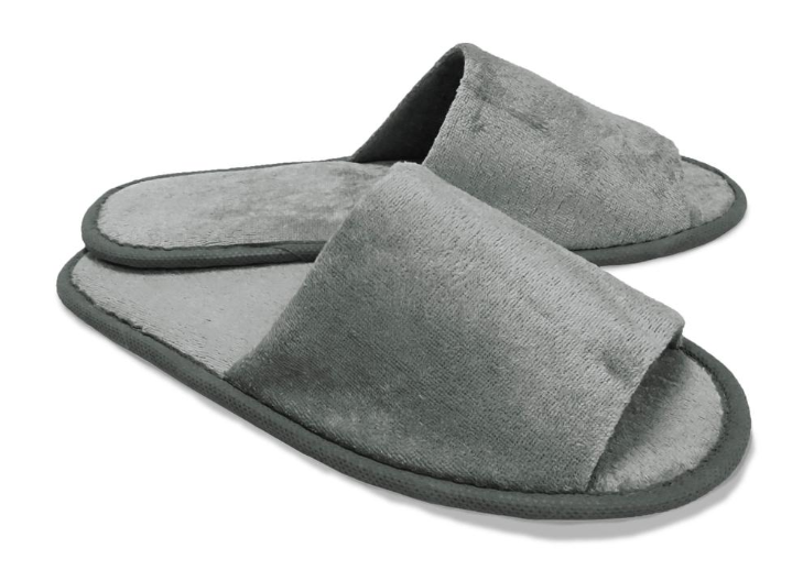 Hotelpantoffel Grau-Flausch aus Vliesstoff
