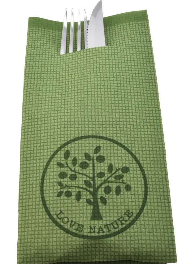 Airlaid-Serviette Love Nature mit Bestecktasche 40x40 in 1/8 Falz, 65gr/m²